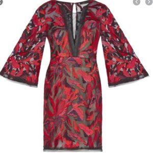 BCBG Red/Black/Purple Mesh Dress